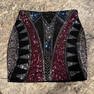 Express Sequin Mini Skirt